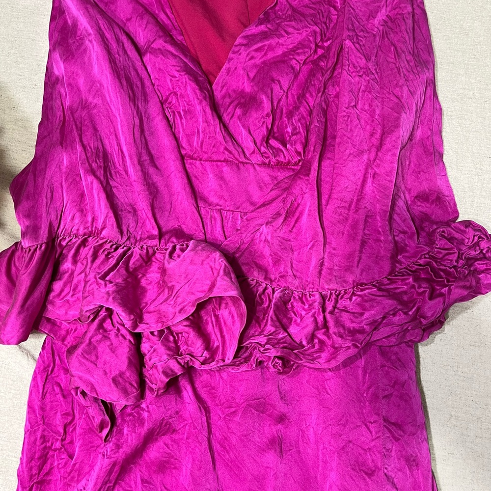 Vibrant Fuchsia Satin Gown Betsey Johnson